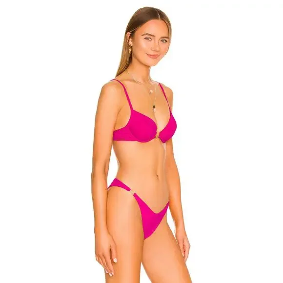 L*SPACE Stardust Bikini Top Bougainvillea Underwire Cups Adjustable XL NEW - Picture 2 of 8